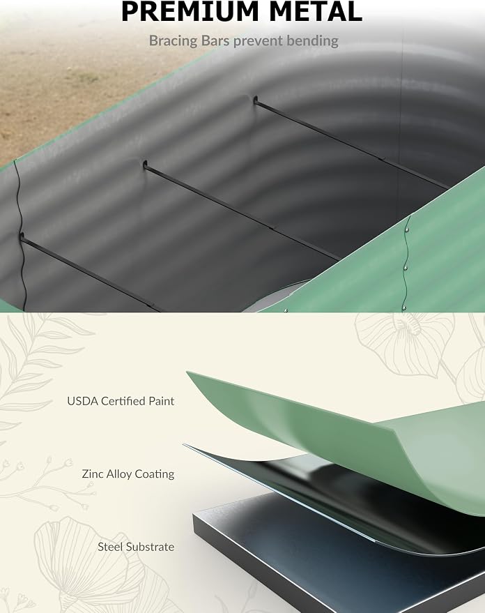 GarveeLife 8x4x2 ft Galvanized Raised Garden Bed - Image 3