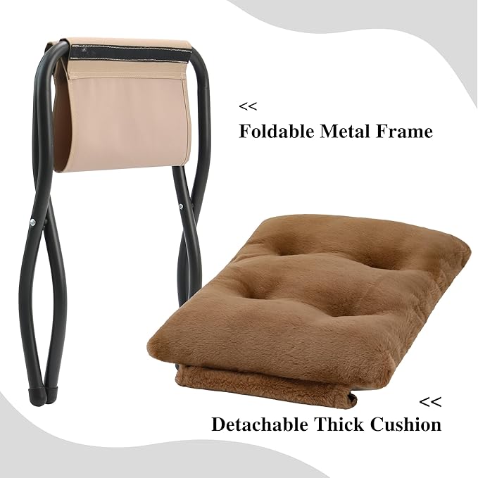 15" Folding Ottoman, Foldable Footrest Stool, Small Foot Stool - Image 5