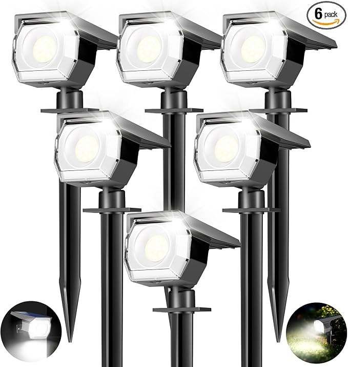 Peasur 6 Pack Solar Lights Outdoor, Solar Powered Spot Uplights Waterproof by Peasur