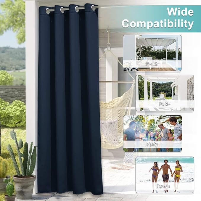 NICETOWN Outdoor Curtain for Patio Waterproof Extra Wide 100", 1 Piece - Image 5