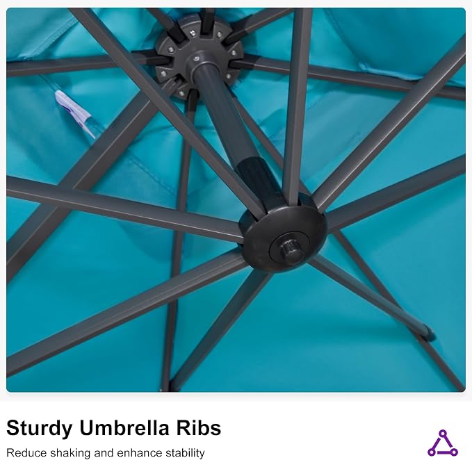PURPLE LEAF 11.5' X 11.5' Telescopic Patio Umbrella Outdoor Cantilever Umbrella - Image 8