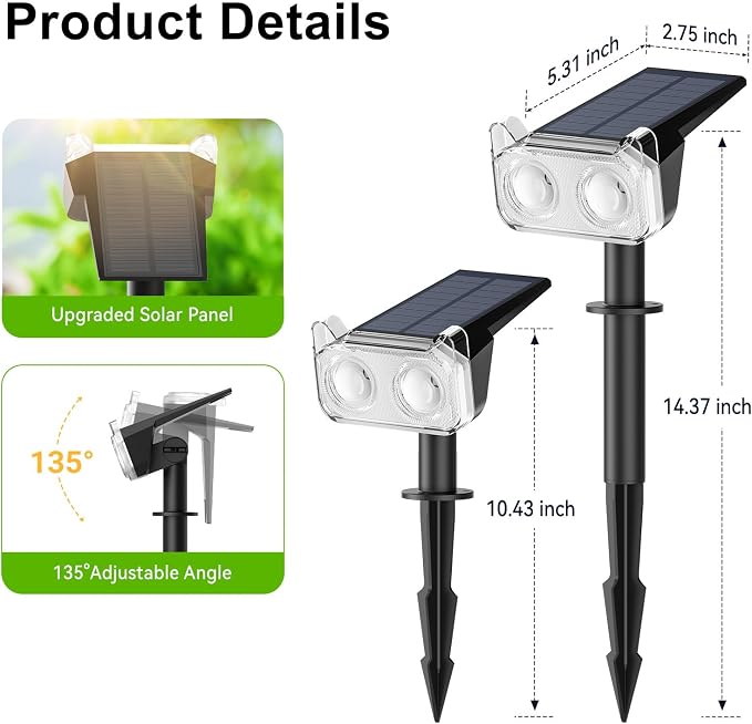 LETMY New Upgrade Solar Spot Lights Outdoor Waterproof - Image 9
