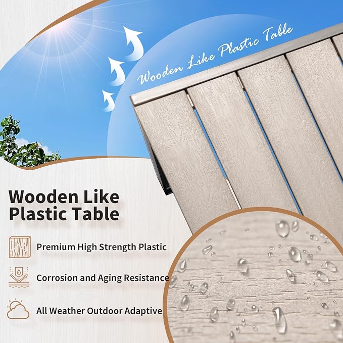 Devoko Patio Dining Table for 6 Outdoor Patio Table 59" x 35" Weather-Resistant - Image 4
