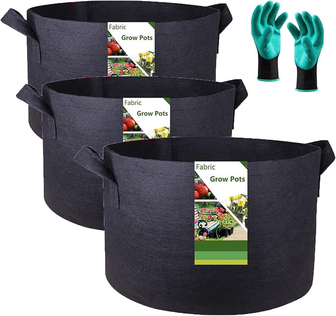 3-Pack 30 Gallon Thickened Plant Grow Bags Large Heavy Duty Garden Bag Fabric by TespherCreationsforYardWorkLawnsCareandGardeningJobsOutdoorActivitiesRVCampingTrips