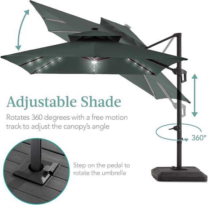 Best Choice Products 10x10ft Cantilever Patio Umbrella w/Base Included - Image 4