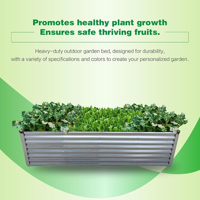 GARDMAX 8x4x2FT Galvanized Raised Garden Bed Kit, Metal Planter Boxes Outdoor - Image 6