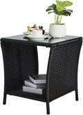 VINGLI Outdoor Wicker Side Table Patio Side Tables by VINGLI