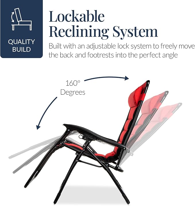 Best Choice Products Oversized Padded Zero Gravity Chair, Folding Outdoor Patio - Image 8