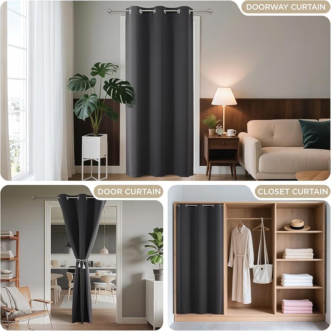 Joydeco Blackout Door Curtain for Doorway Privacy 90 Inches Long, Grommet - Image 4