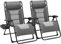 JEAREY Oversized Padded Zero Gravity Chairs Set of 2, Folding Lounge Chair by JEAREYOutdoorsCollection