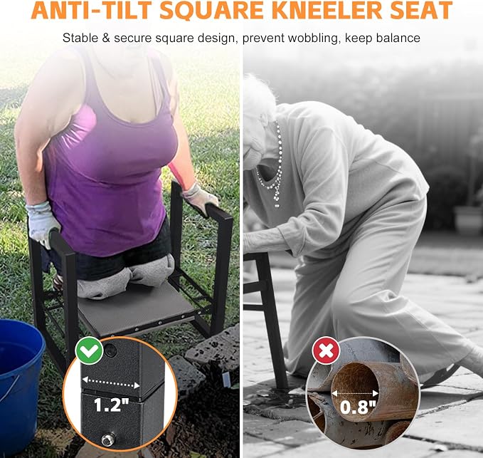 Garden Kneeler and Seat Heavy Duty 500lbs, Anti-Tip Gardening Stools - Image 6