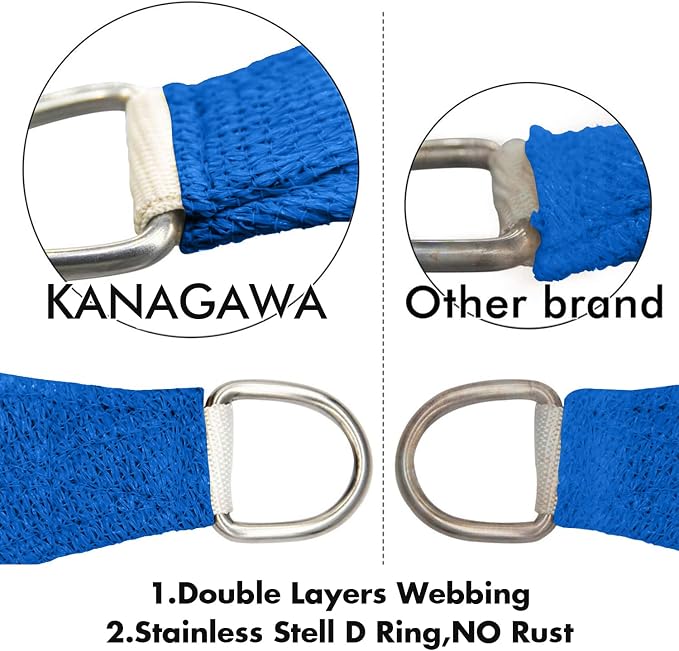 KANAGAWA Sun Shade Sail 7'x13' Blue Rectangle UV Block Canopy Awning Shelter - Image 4