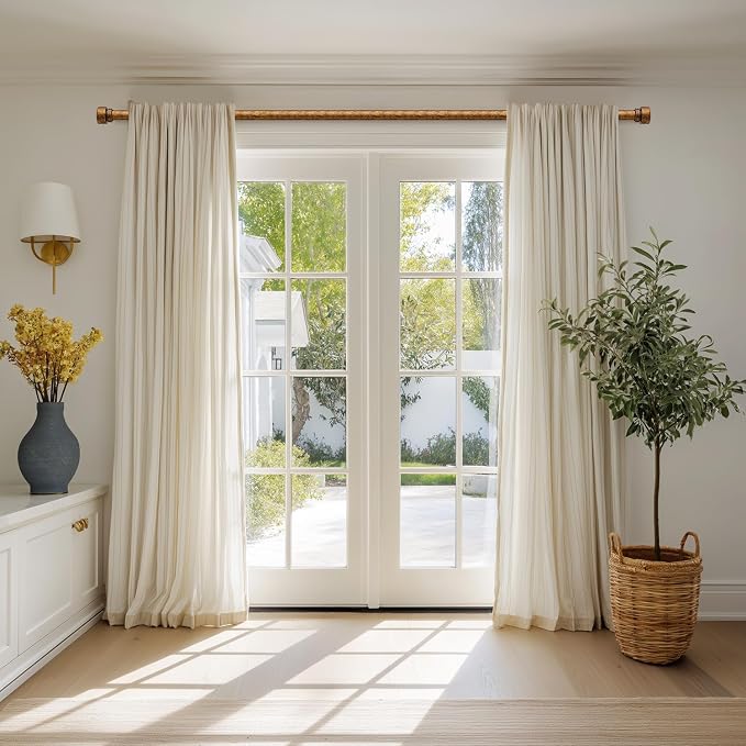 Retro Gold Curtain Rods for Windows 48 to 84 Inches Adjustable Length Heavy - Image 2