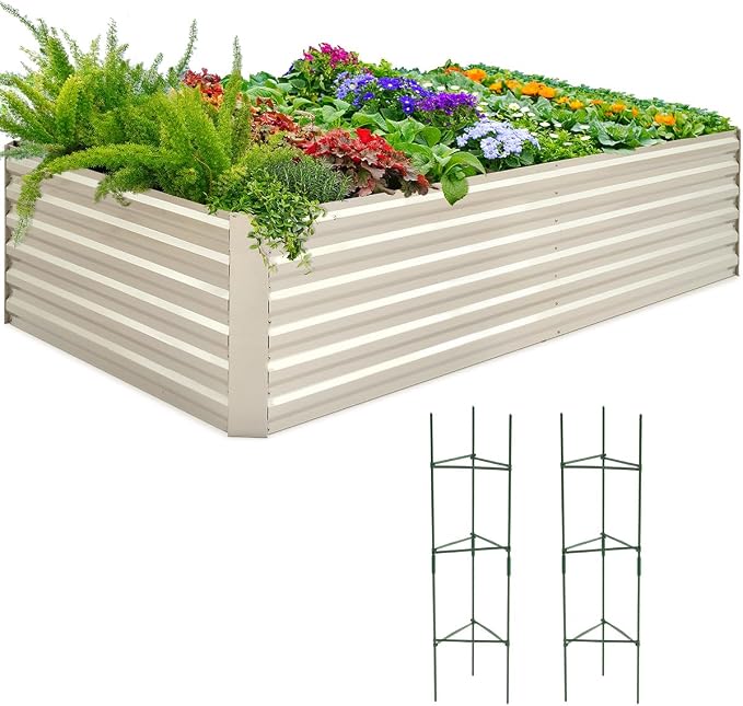 Quictent Galvanized Raised Garden Bed 8x4x2 Ft Tall Metal Planter Box by QUICTENT