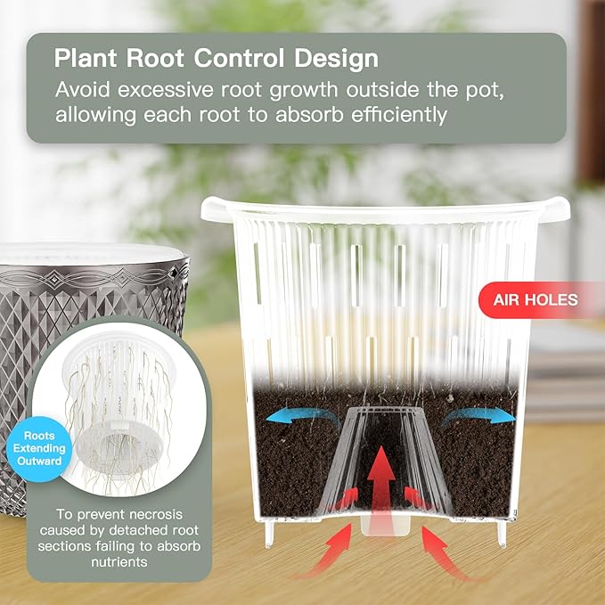 QCQHDU 2 Pack Self Watering Pots, 7.2 Inch Flower Pots - Image 5
