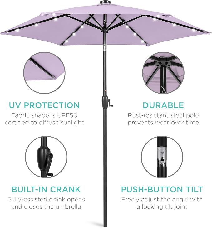 Best Choice Products 7.5ft Outdoor Solar Market Table Patio Umbrella - Image 5