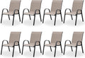 Patio Dining Chairs Set of 8, Outdoor High Stacking Chairs，Breathable Seat by VonzoyHome