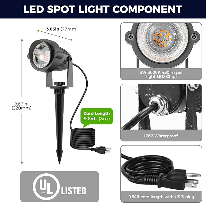 L LOHAS LED Green Spotlight Outdoor, Tree Spot Lights - Image 9