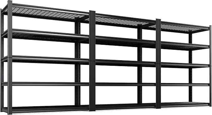 Set of 3 Garage Shelving-3000 lbs 5 Tier Storage Shelves, Adjustable Heavy Duty by Unknown