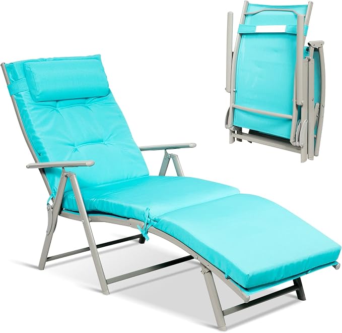 Giantex Chaise Lounge Chair for Outside, Pool Folding Reclining Beach Chair by Giantex