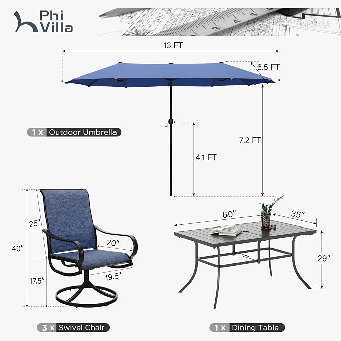 PHI VILLA 8 Piece Patio Dining Set - Image 7