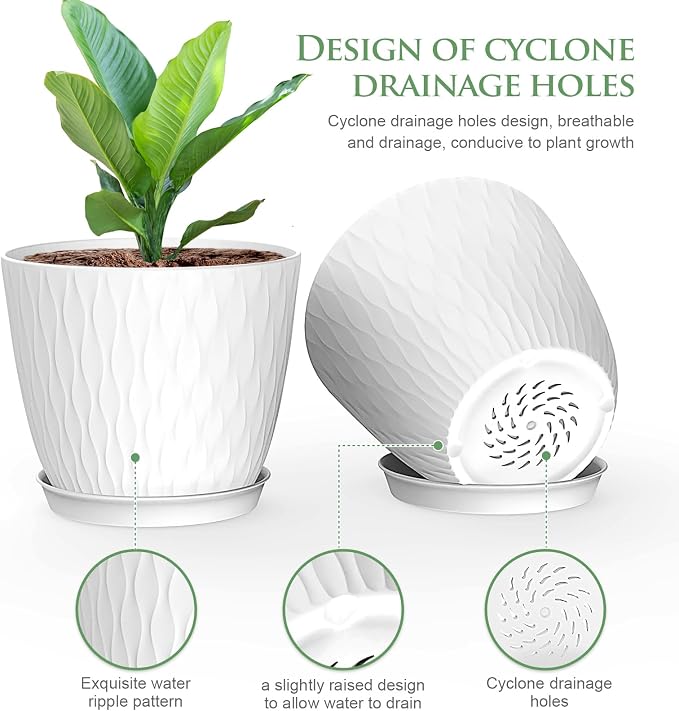 6 inch Flower Pots, 5 Pack Plant Pots - Image 3
