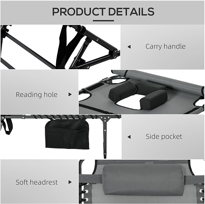 Outsunny Folding Chaise Lounge - Image 5