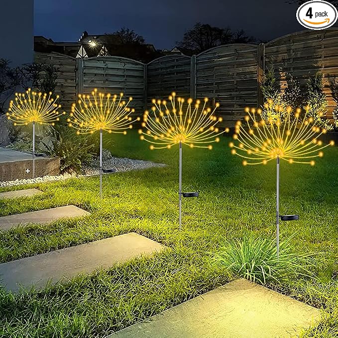 4 PCS Solar Firework Light, Outdoor Solar Garden Decorative Lights 120 LED by YOTOZU