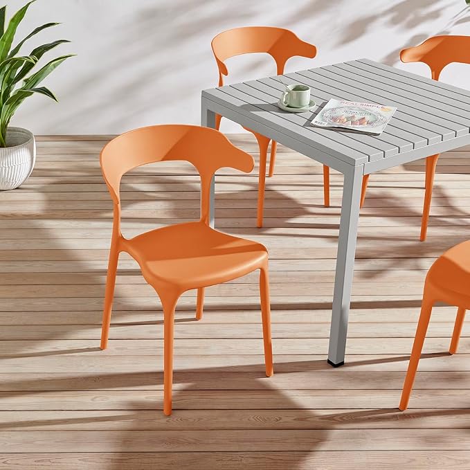 Modern Stackable Dining Chair Set, No Assembly, Plastic Chair, Patio Chair - Image 4
