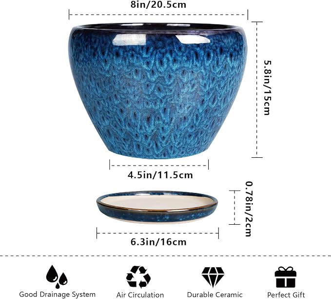8 Inch Ceramic Plant Pot, Ceramic Planter Pot - Image 4