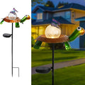 Afirst Solar Lights Outdoor Decorative Metal Turtle Crackle Glass Globe by Afirst