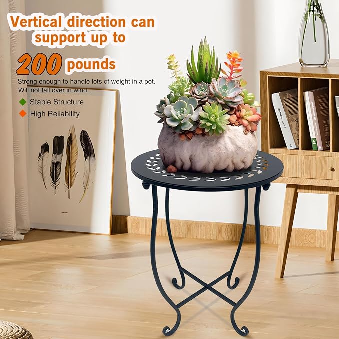 Indoor Outdoor Small Metal Round Side Table, 14 Inch Patio Coffee Bistro Table - Image 6