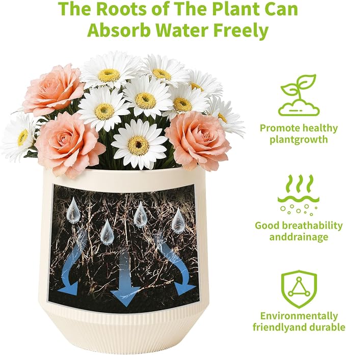 Plant Pots，Set of 3 Plastic Pots - Image 4