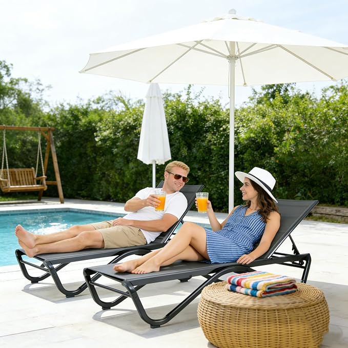 Kozyard Outdoor Chaise Lounge Chair, Full Aluminum Frame, Adjustable Reclining - Image 7