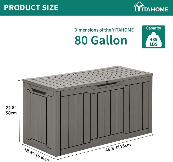 YITAHOME 80 Gallon Outdoor Storage Box, Large Waterproof Resin Deck Box - Image 7