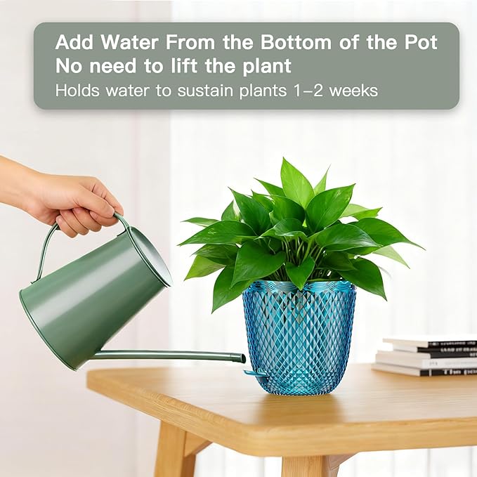 QCQHDU 2 Pack Self Watering Pots, 5.7 Inch Flower Pots - Image 3