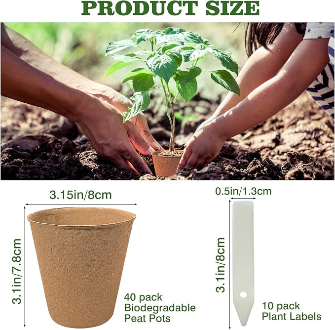 40Pcs 3.15 Inch Peat Pots, Biodegradable Eco-Friendly Round Plant Seedling - Image 2