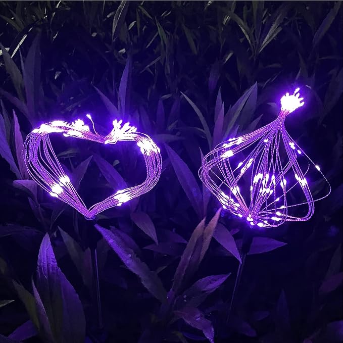 JJGoo Solar Firework Lights, 2 Pack 120 LEDs 2 Lighting Modes Solar Garden - Image 3