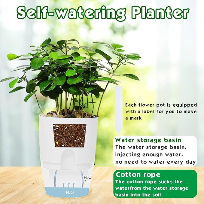 Haawooky 10 Pack Clear Self Watering Planters, 4.1Inch Wicking Flower Pots - Image 3