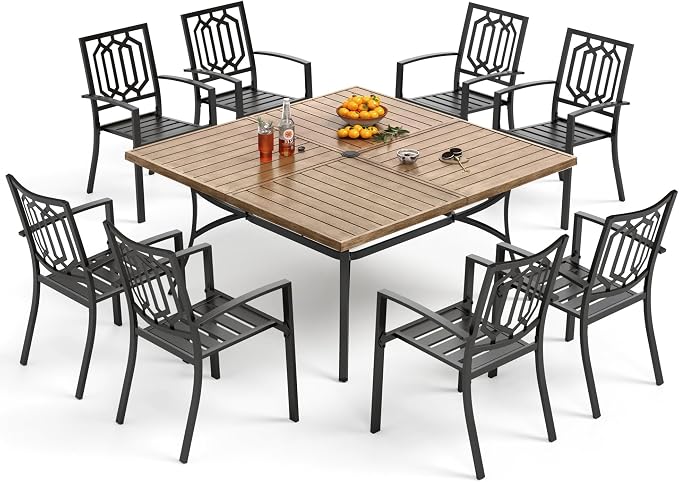 PHI VILLA 9 Pieces Outdoor Dining Set by PHIVILLAThepioneerofcomfortablehouseholdsupplies