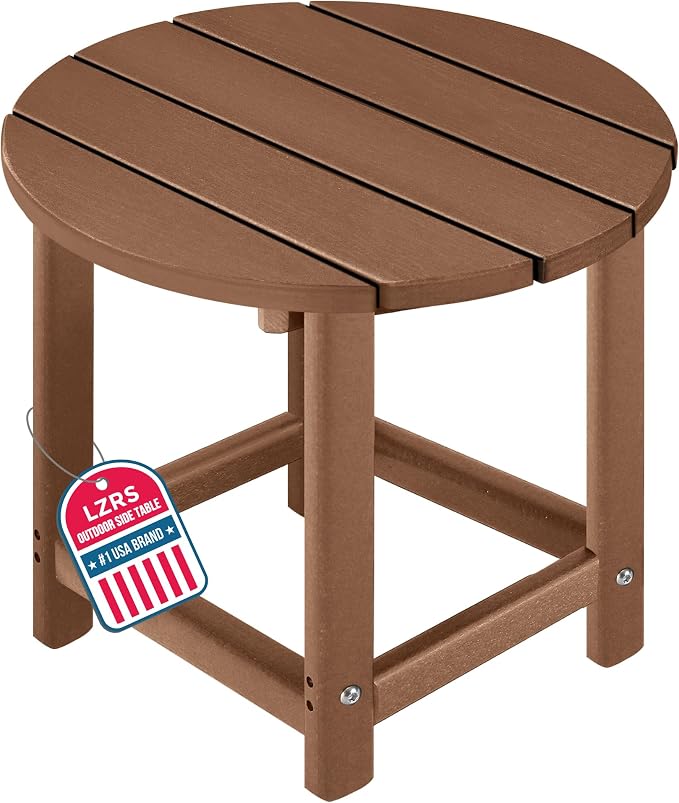LZRS Round Adirondack Patio Side Table End Table, Outdoor Side Tables by LZRSPET