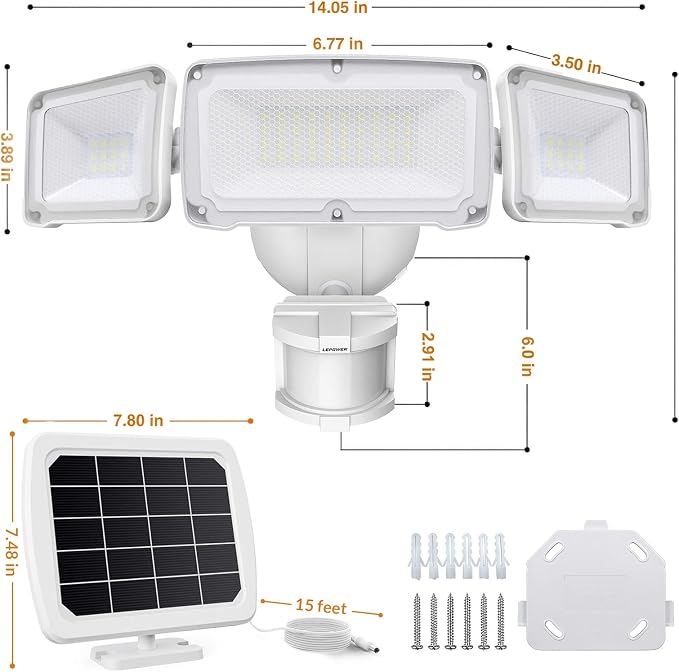 LEPOWER 1600LM LED Solar Security Lights Motion Outdoor, Motion Sensor Light - Image 8