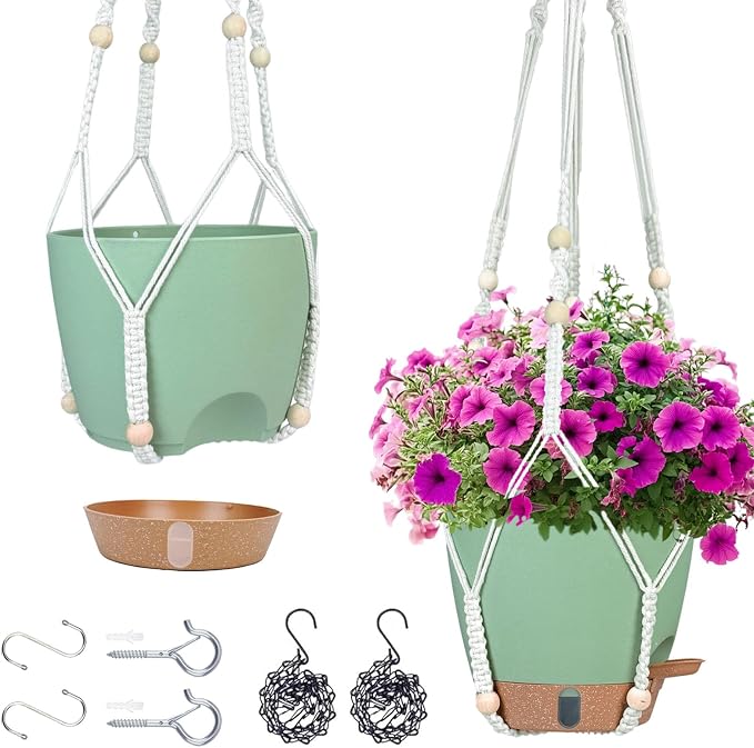 Hanging Planter for Indoor Plants 8 Inch, 2 Pack Self Watering Hanging Baskets by Fielda