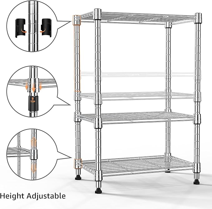 450 lbs Wire Storage Shelving 3-Tier Utility Shelving Unit Steel Organizer Wire - Image 9