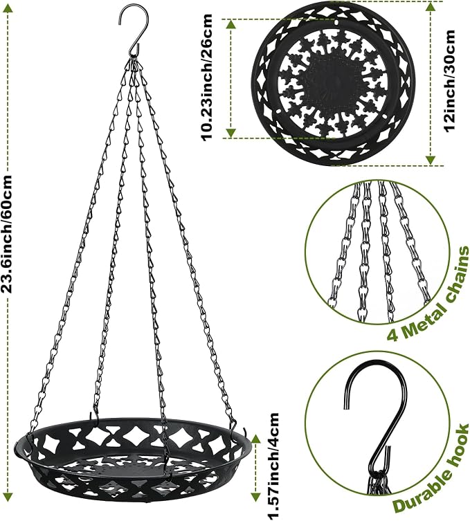 Enhon 4 Pack Plant Hanger, 12 Inch Metal Hanging Planter - Image 2
