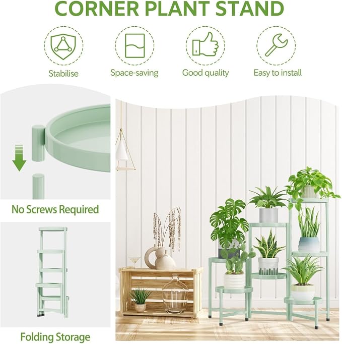 iDavosic.ly 7 Tier Large Plant Stand Indoor, 10 Inch Wide Tall Corner Metal - Image 5