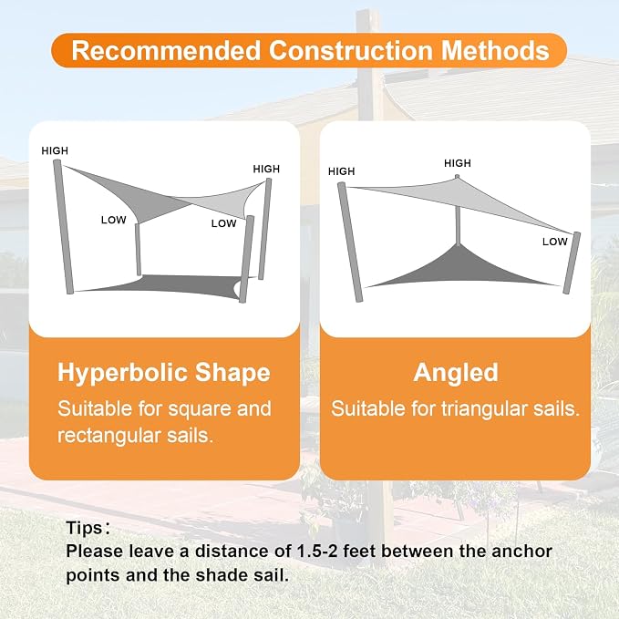 Artpuch Sun Shade Sails Canopy, 185GSM Shade Sail UV Block - Image 7