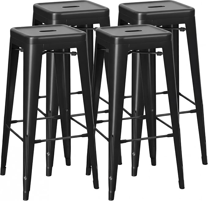 Shahoo 30 Inches Metal Bar Stools Counter Height Stackable Backless Stools by BuynowfromShahoo