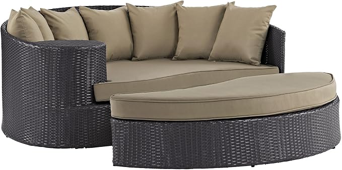Modway Convene Wicker Rattan Outdoor Patio Poolside Sectional Sofa Daybed - Image 3