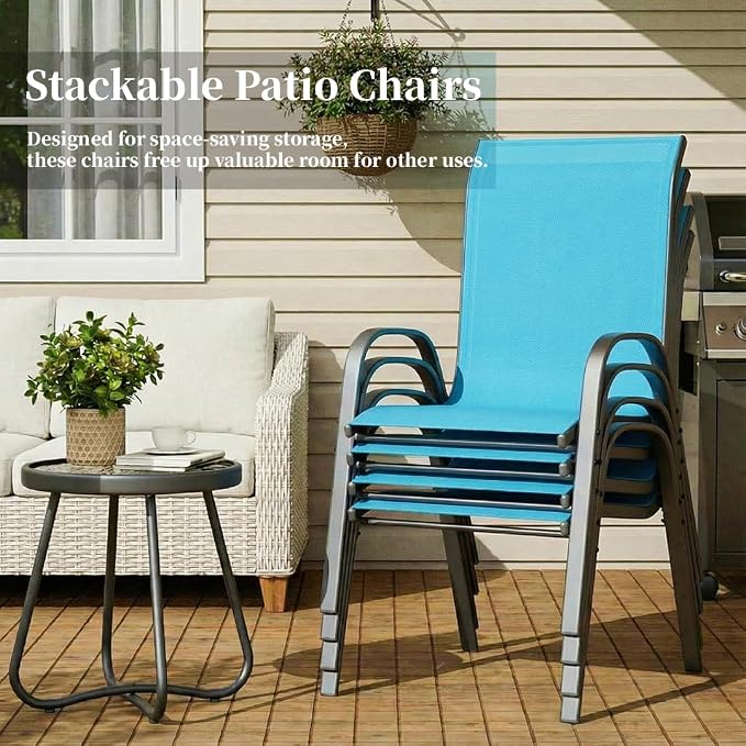 MAMIZO Patio Dining Chairs, Stackable All Weather Teslin Chair, Heavy Duty - Image 7